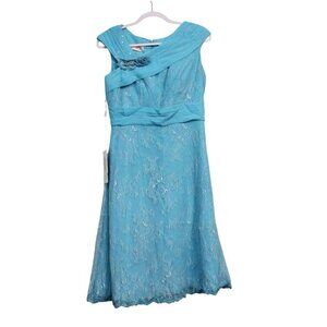 NWT JJ's House Dress Size 8 Blue Lace Chiffon Wedding Guest Bridesmaid Formal